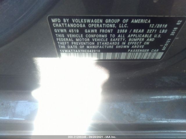 Photo 8 VIN: 1VWAT7A37HC042010 - VOLKSWAGEN PASSAT 