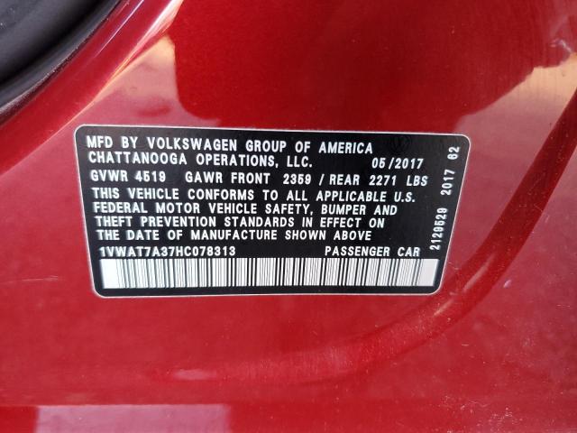 Photo 11 VIN: 1VWAT7A37HC078313 - VOLKSWAGEN PASSAT 