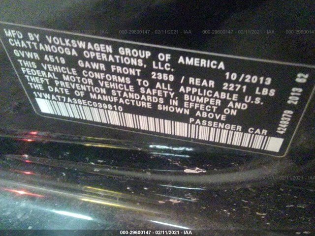 Photo 8 VIN: 1VWAT7A38EC039810 - VOLKSWAGEN PASSAT 