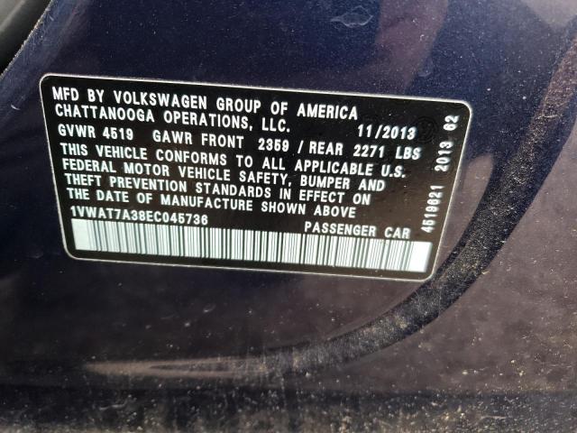 Photo 11 VIN: 1VWAT7A38EC045736 - VOLKSWAGEN PASSAT 