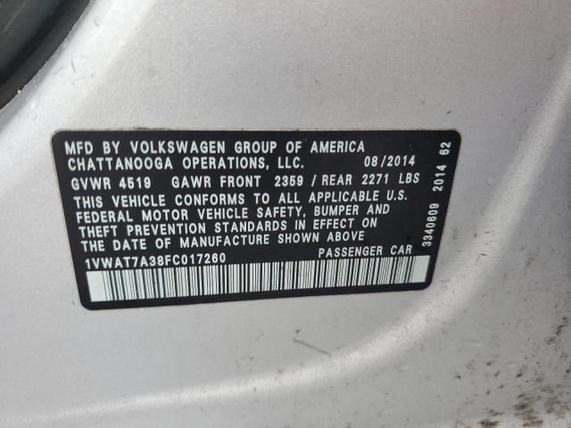 Photo 11 VIN: 1VWAT7A38FC017260 - VOLKSWAGEN PASSAT S 