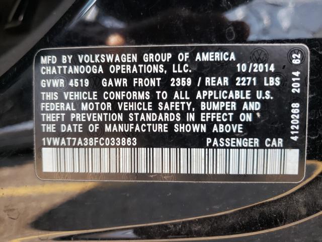 Photo 9 VIN: 1VWAT7A38FC033863 - VOLKSWAGEN PASSAT 