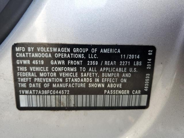 Photo 12 VIN: 1VWAT7A38FC044572 - VOLKSWAGEN PASSAT S 