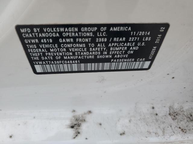 Photo 11 VIN: 1VWAT7A38FC048461 - VOLKSWAGEN PASSAT 