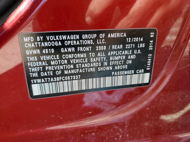 Photo 11 VIN: 1VWAT7A38FC057337 - VOLKSWAGEN PASSAT 