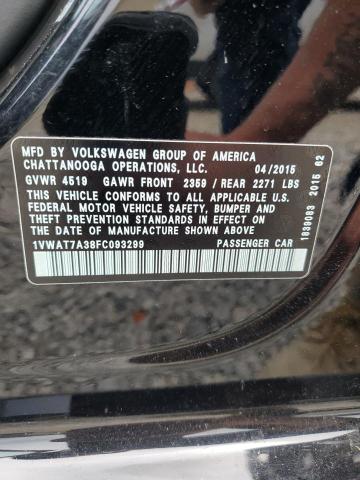 Photo 11 VIN: 1VWAT7A38FC093299 - VOLKSWAGEN PASSAT 