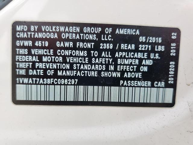 Photo 12 VIN: 1VWAT7A38FC096297 - VOLKSWAGEN PASSAT 