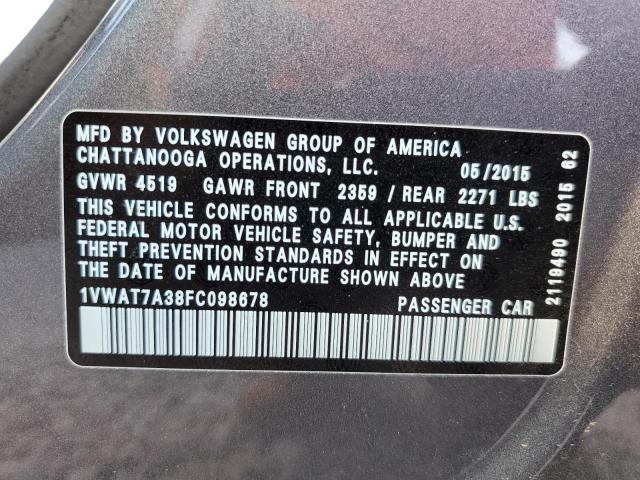 Photo 11 VIN: 1VWAT7A38FC098678 - VOLKSWAGEN PASSAT 