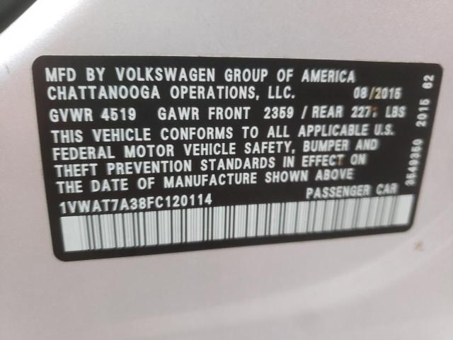 Photo 9 VIN: 1VWAT7A38FC120114 - VOLKSWAGEN PASSAT 