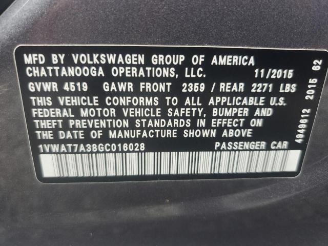 Photo 12 VIN: 1VWAT7A38GC016028 - VOLKSWAGEN PASSAT S 