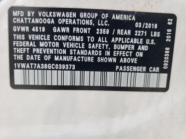 Photo 11 VIN: 1VWAT7A38GC039373 - VOLKSWAGEN PASSAT 