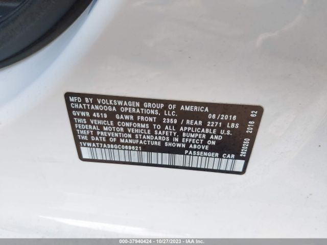 Photo 8 VIN: 1VWAT7A38GC069621 - VOLKSWAGEN PASSAT 