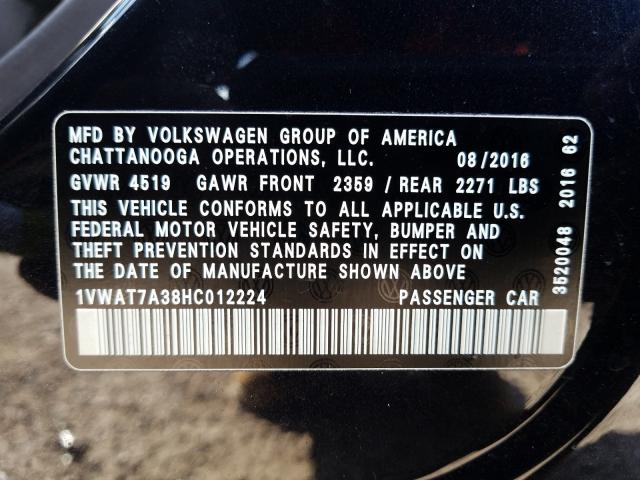 Photo 9 VIN: 1VWAT7A38HC012224 - VOLKSWAGEN PASSAT 