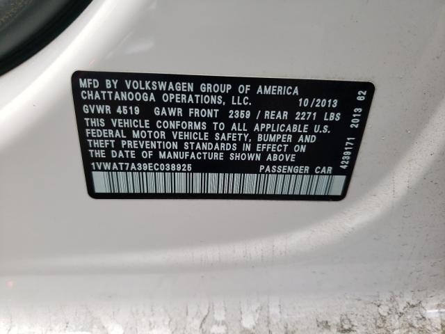 Photo 9 VIN: 1VWAT7A39EC038925 - VOLKSWAGEN PASSAT S 