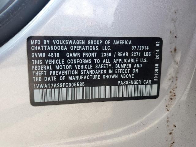 Photo 11 VIN: 1VWAT7A39FC005585 - VOLKSWAGEN PASSAT 