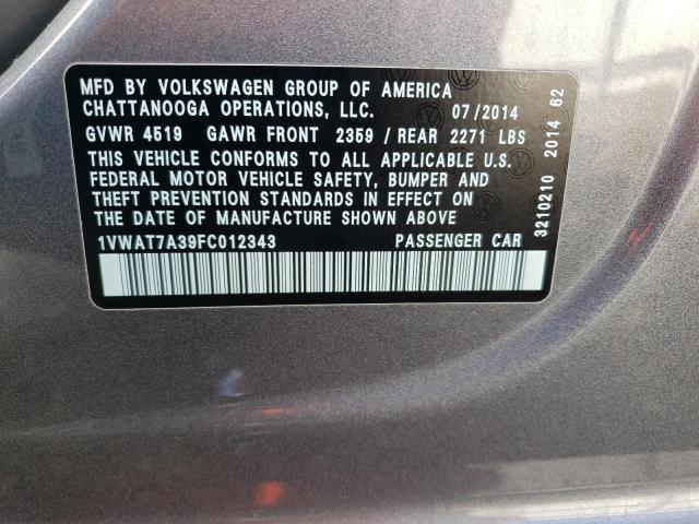 Photo 11 VIN: 1VWAT7A39FC012343 - VOLKSWAGEN PASSAT 