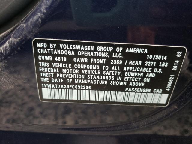 Photo 9 VIN: 1VWAT7A39FC032236 - VOLKSWAGEN PASSAT 