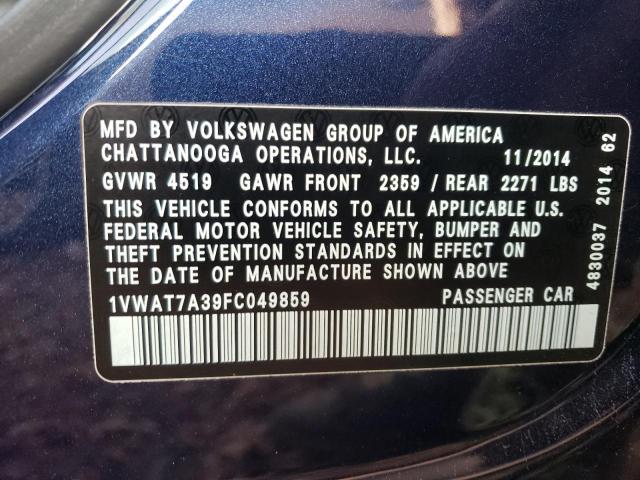 Photo 11 VIN: 1VWAT7A39FC049859 - VOLKSWAGEN PASSAT 