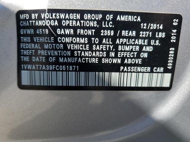 Photo 11 VIN: 1VWAT7A39FC051871 - VOLKSWAGEN PASSAT 