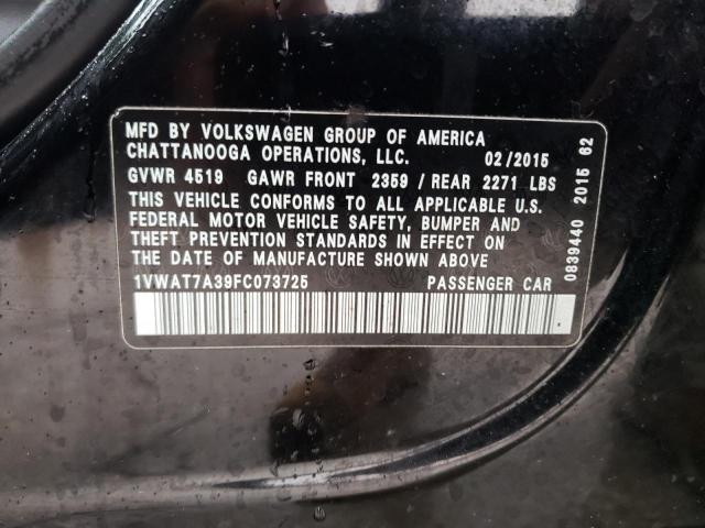 Photo 12 VIN: 1VWAT7A39FC073725 - VOLKSWAGEN PASSAT S 