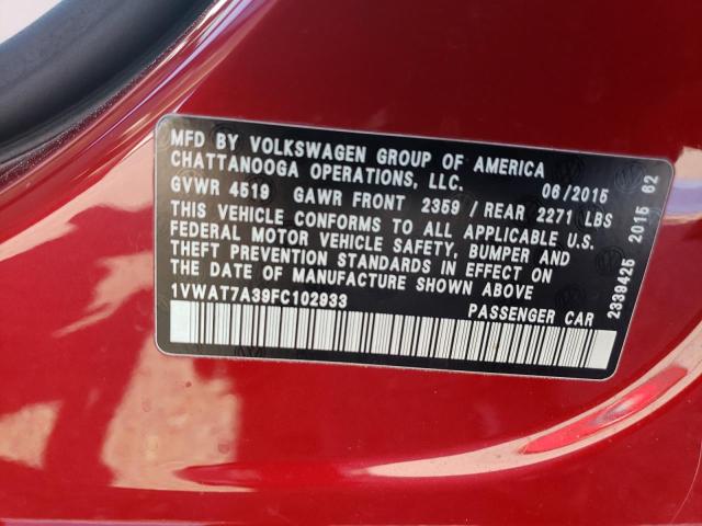 Photo 11 VIN: 1VWAT7A39FC102933 - VOLKSWAGEN PASSAT 