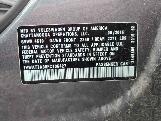 Photo 11 VIN: 1VWAT7A39FC105427 - VOLKSWAGEN PASSAT 