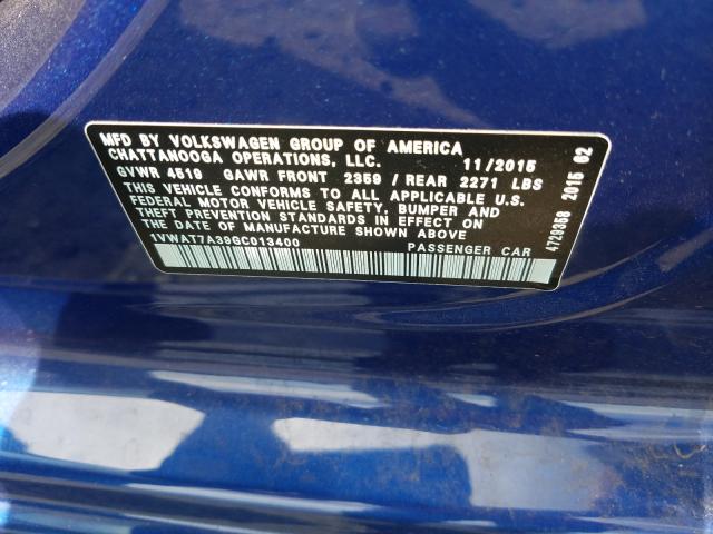 Photo 9 VIN: 1VWAT7A39GC013400 - VOLKSWAGEN PASSAT 