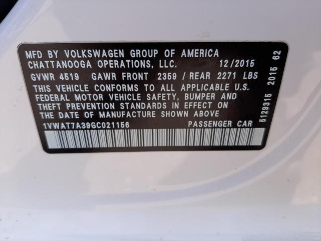 Photo 9 VIN: 1VWAT7A39GC021156 - VOLKSWAGEN PASSAT 