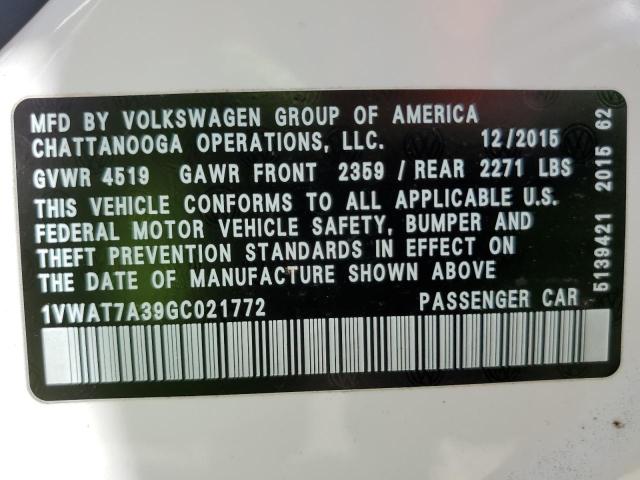 Photo 9 VIN: 1VWAT7A39GC021772 - VOLKSWAGEN PASSAT 