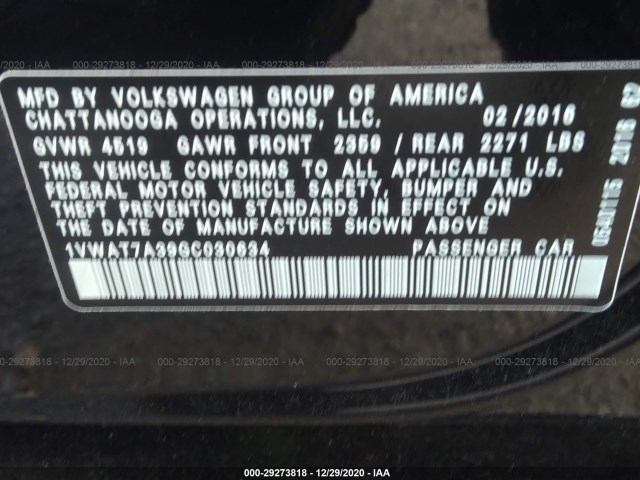 Photo 8 VIN: 1VWAT7A39GC030634 - VOLKSWAGEN PASSAT 