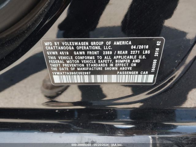 Photo 8 VIN: 1VWAT7A39GC052987 - VOLKSWAGEN PASSAT 