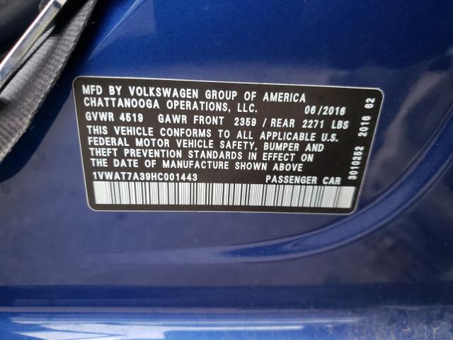 Photo 9 VIN: 1VWAT7A39HC001443 - VOLKSWAGEN PASSAT 