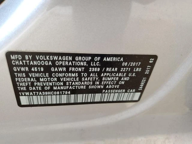 Photo 11 VIN: 1VWAT7A39HC081794 - VOLKSWAGEN PASSAT 