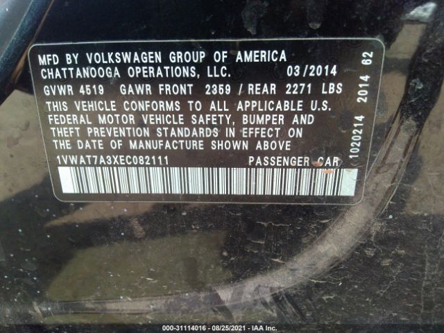 Photo 8 VIN: 1VWAT7A3XEC082111 - VOLKSWAGEN PASSAT 