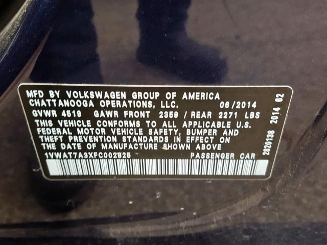 Photo 9 VIN: 1VWAT7A3XFC002825 - VOLKSWAGEN PASSAT 