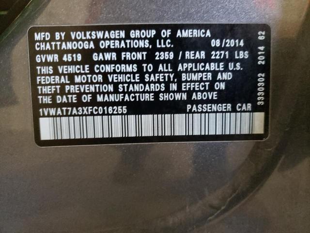 Photo 11 VIN: 1VWAT7A3XFC016255 - VOLKSWAGEN PASSAT 