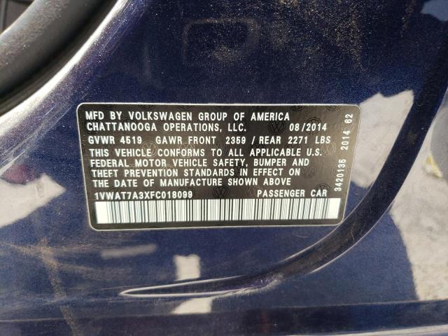 Photo 12 VIN: 1VWAT7A3XFC018099 - VOLKSWAGEN PASSAT 