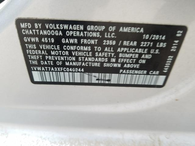 Photo 9 VIN: 1VWAT7A3XFC040944 - VOLKSWAGEN PASSAT 