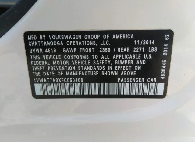 Photo 8 VIN: 1VWAT7A3XFC050406 - VOLKSWAGEN PASSAT 