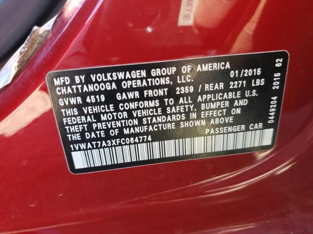 Photo 9 VIN: 1VWAT7A3XFC064774 - VOLKSWAGEN PASSAT S 