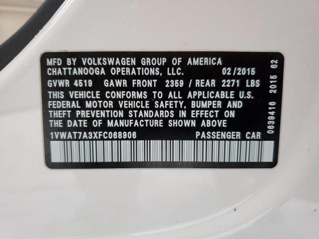 Photo 11 VIN: 1VWAT7A3XFC068906 - VOLKSWAGEN PASSAT 