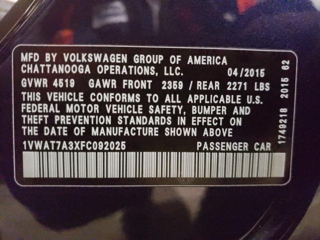 Photo 9 VIN: 1VWAT7A3XFC092025 - VOLKSWAGEN PASSAT 