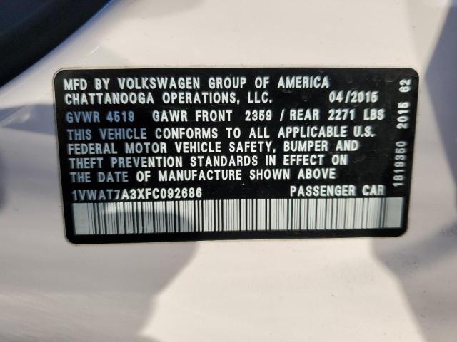 Photo 11 VIN: 1VWAT7A3XFC092686 - VOLKSWAGEN PASSAT 