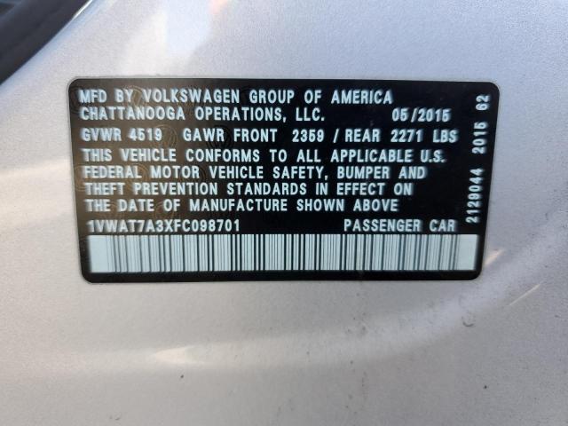 Photo 11 VIN: 1VWAT7A3XFC098701 - VOLKSWAGEN PASSAT 