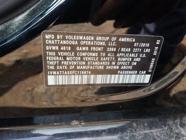 Photo 9 VIN: 1VWAT7A3XFC115674 - VOLKSWAGEN PASSAT 