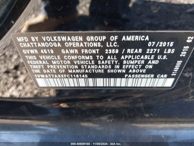 Photo 8 VIN: 1VWAT7A3XFC116145 - VOLKSWAGEN PASSAT 