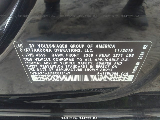 Photo 8 VIN: 1VWAT7A3XGC017147 - VOLKSWAGEN PASSAT 