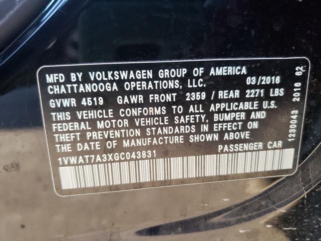 Photo 9 VIN: 1VWAT7A3XGC043831 - VOLKSWAGEN PASSAT 