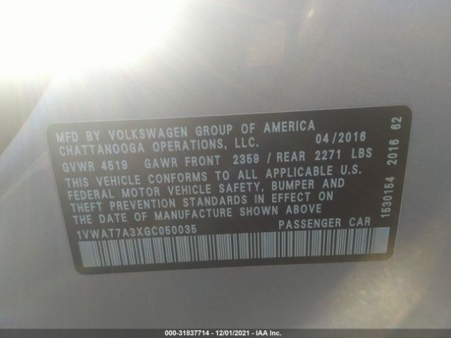 Photo 8 VIN: 1VWAT7A3XGC050035 - VOLKSWAGEN PASSAT 