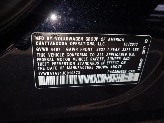 Photo 9 VIN: 1VWBA7A31JC010573 - VOLKSWAGEN PASSAT 